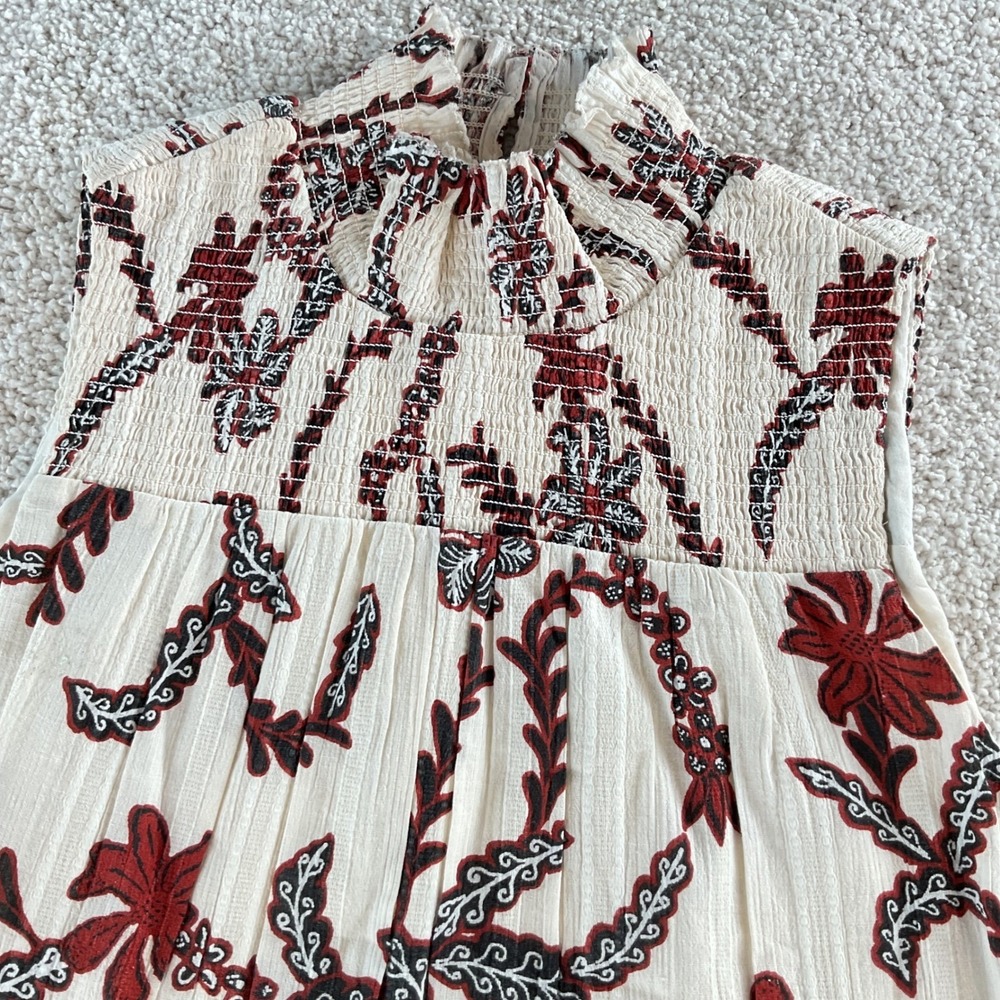 Joie Jailene Sleeveless Smocked High Neck‎ Floral Top Buttercream Multi XS NEW - Picture 2 of 10